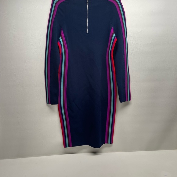 TANYA TAYLOR LONG SLEEVELESS MULTICOLOR DRESS SIZE M NAVY BLUE - Picture 2 of 7